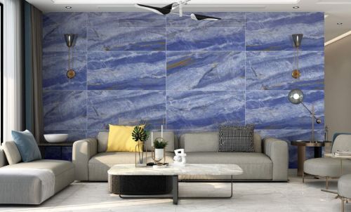 Ceramic Aqualish Blue High Gloss Vitrified Tiles 600x1200 Mm