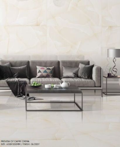Ceramic Capry Crema Glossy Vitrified Tiles 600x1200 Mm for Floor Wall