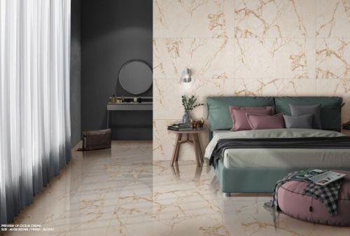 Ceramic Cicilia Crema Glossy Vitrified Tiles 600x1200 Mm
