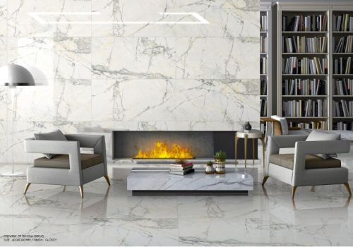 Ceramic Rmosa Grigio Glossy Vitrified Tiles Standard