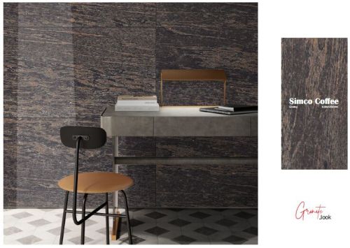 Ceramic Simco Coffee Glossy Vitrified Tiles 600x1200 Mm for Floor Wall