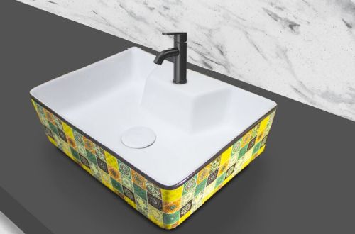 Glossy Ceramic Strom Art Table Top Wash Basin, Color : White Modern