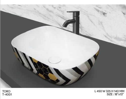 Ceramic Toro Table Top Wash Basin Modern 18x13 Inch for Bathroom