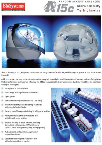 Automatic Biochemistry Analyzer, Brand Name : Biosystem A15C