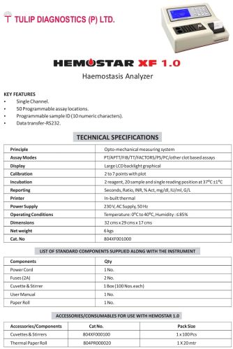 Tulip Hemostar Analyzer, Voltage Type : AC