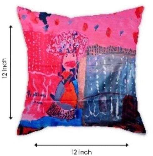 Polyester Stylish Abstract Floral Print Cushion, Shape : Square