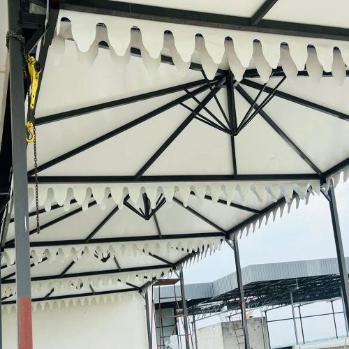 Polyester Fabric Steel Flat Car Parking Tensile Structure