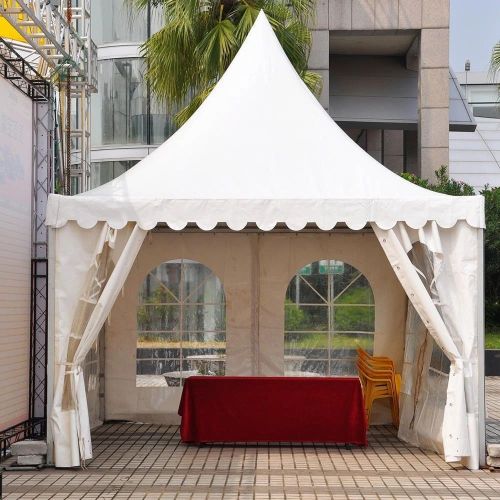 Plain Panel Build PVC Pagoda Tensile Shade, Color : White