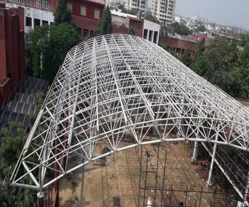 Color Coated Steel Entrance Canopies Space Frame Structure