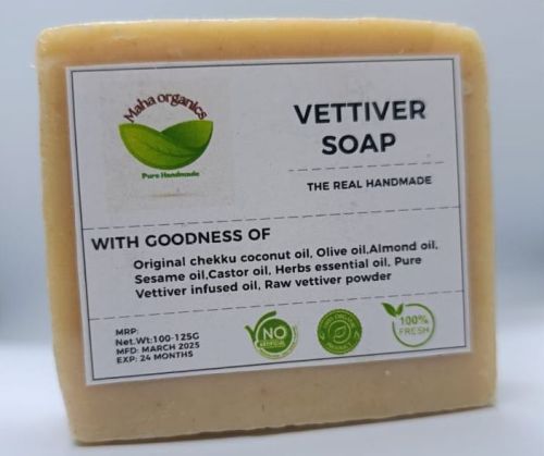 Maha Organics Vettiver Soap, Shape : Square, Weight : 100–125g