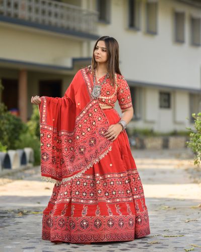 Mixed Fabrics Women's Festive Embroidered Lehenga Choli