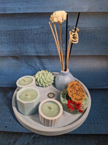 Glossy Ceramic Candle Gift Set, Color : Multicolor