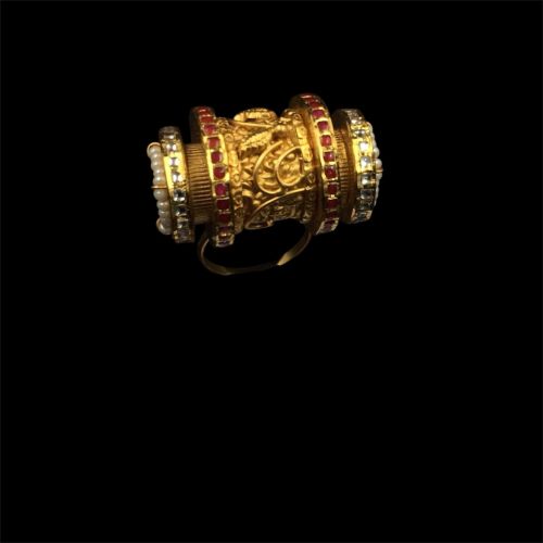 Meenakari Gold Ring, Color : Golden