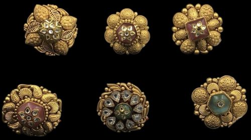 Traditional Gold Finish Antique Floral Ring, Gender : Female