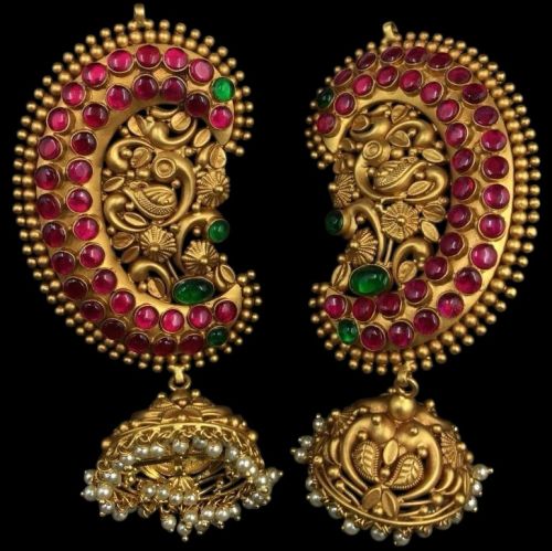 Traditional Gold Jhumka Earrings Wedding, Festive, Party, Casual