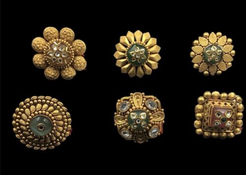 Traditional Meenakari Gold Finger Ring Wedding, Festival.