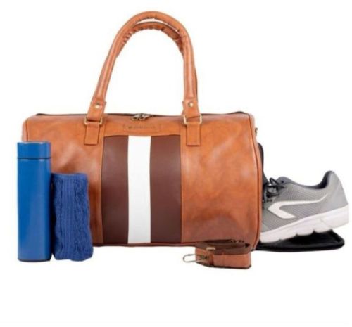 Plain Leather Duffel Bag, Color : Brown, Technics : Machine Made