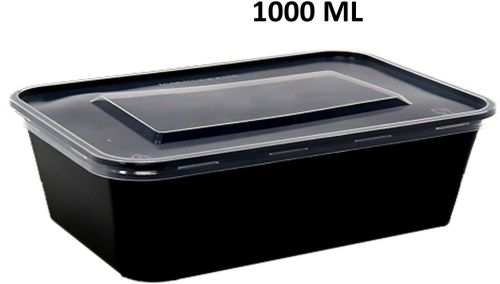 1000ml Rectangular Plastic Food Containers, Color : Black