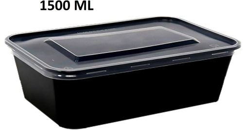 1500ml Rectngular Plastic Food Containers, Color : Black