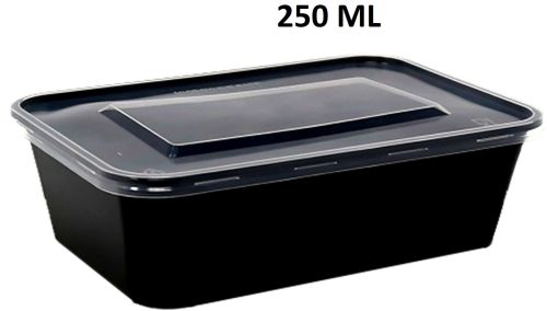 250ml Rectangular Plastic Food Containers, Color : Black