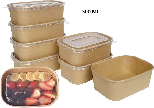 Plain 500ml Paper Food Container, Color : Brown