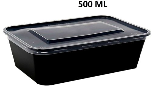 500ml Rectngular Plastic Food Containers, Color : Black