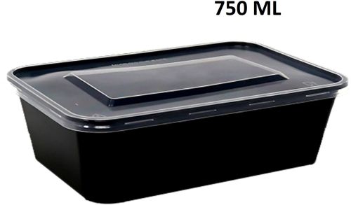 750ml Rectangular Plastic Food Containers, Color : Black
