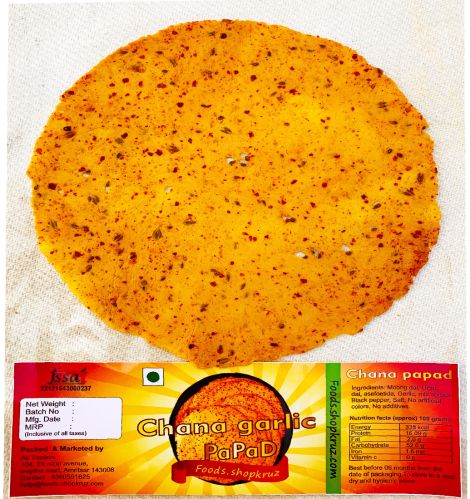 Foods.shopkruz Chana Dal Papad, Color : Light Golden