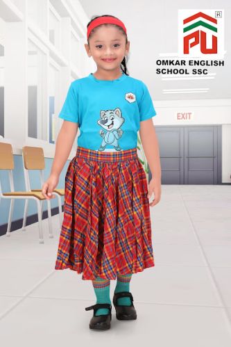 Cotton Girls Omkar English School Uniform, Color : Multi Color