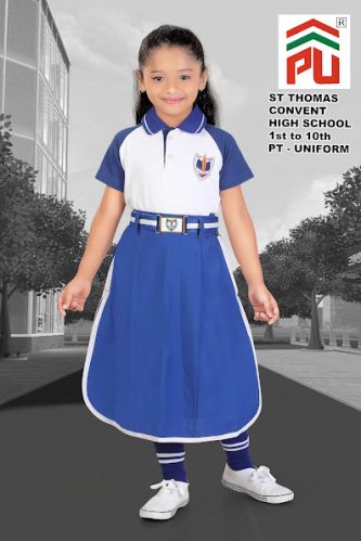 Cotton Girls ST. Thomas Convent School Uniform, Color : Blue & White