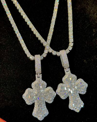Iced Out Cross Silver Necklace Versatile, Gender : Unisex