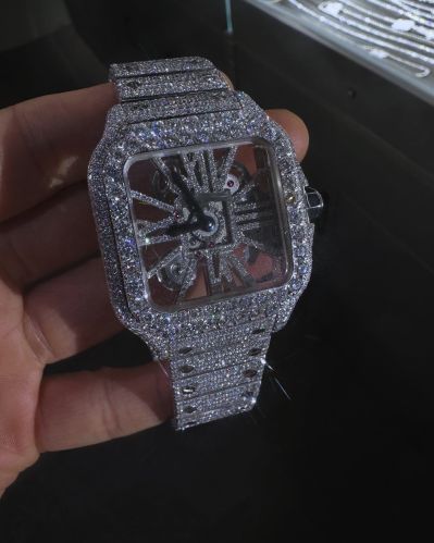 Stainless Steel Iced Out Man’s Watch, Color : Silver