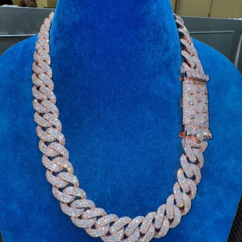 Iced Out Silver Miami Cuban Chain, Gender : Unisex
