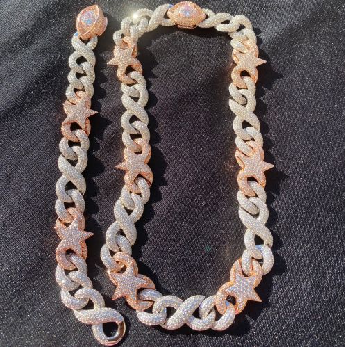 Metal Alloy Moissanite Cuban Link Men Chain