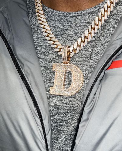 Metal Alloy Moissanite D Letter Iced Out Pendant for Fashion Accessory
