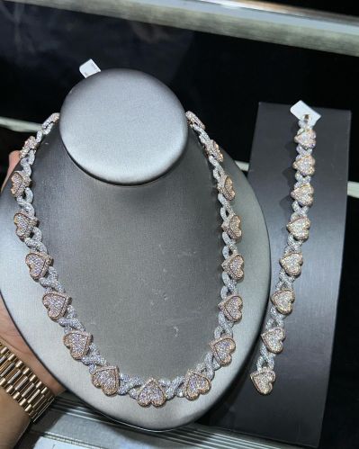 Vvs Diamond Moissanite Heart Shape Necklace, Color : White