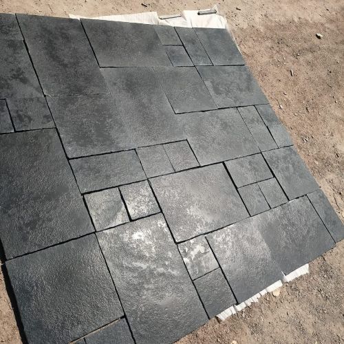 Half Honed Tumbled Brushed Black Limestone Slab