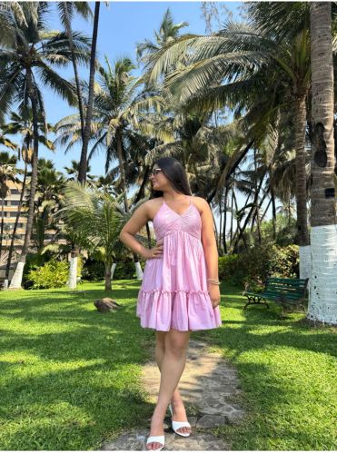 Plain Cotton Ladies Blush Short Dress, Color : Pink