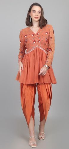 Women Peplum Work Party Wear Dhoti Kurti Set