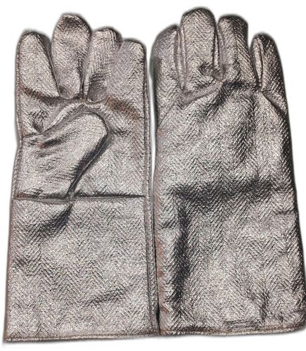 Aluminium Aluminize Fully Safety Gloves, Color : Silver