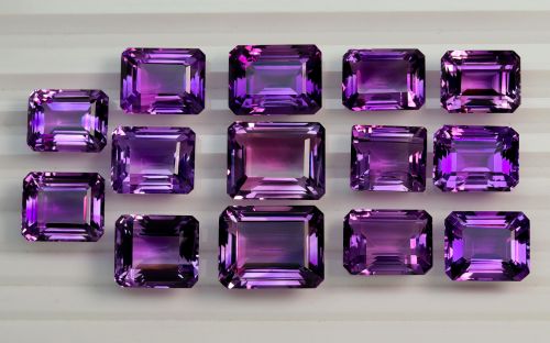 TGM 0367 Purple Amethyst Lot Octogan Gemstone