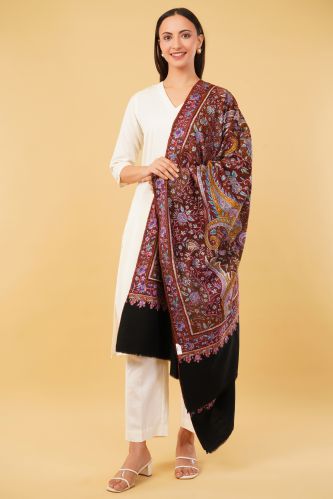 Allys Textiles Embroidered Ladies Handmade Pashmina Shawl 40x80 Inch