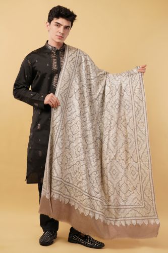 Allys Textiles Embroidered Mens Stylish Pashmina Shawl 55x108 Inch
