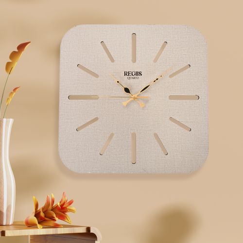 Soft Ivory Modern Square Timepiece Wall Clock