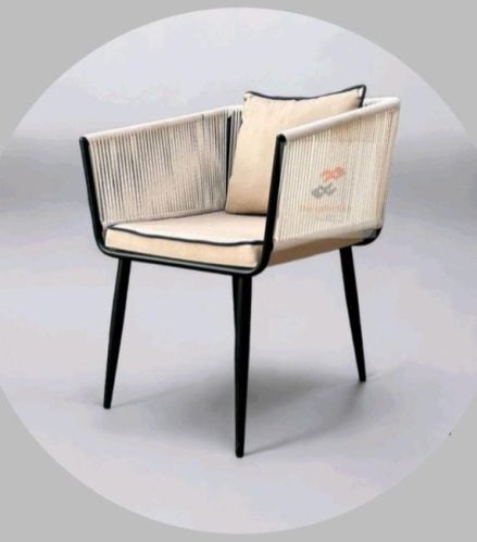 Nirvatatva Beige Fabric Armchair With Black Metal Frame