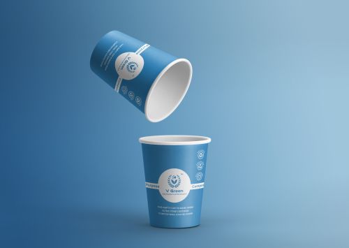 V Green Printed 140ml Bio Compostable Paper Cup, Color : Multicolor