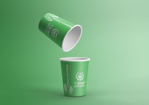 V Green Printed Eco Friendly Bio Compostable Paper Cup Single Wall