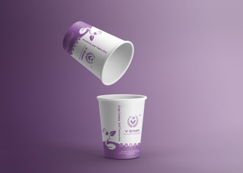 Purple & White Bio Compostable Paper Cup