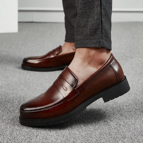 Mens Casual Wear Leather Shoes, Color : Brown
