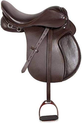 Brown Plain Leather Horse Saddle for Riding